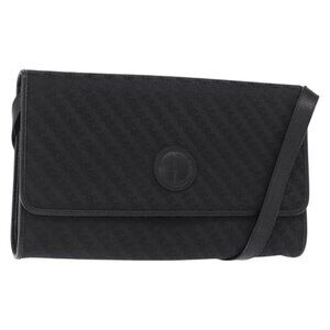 Authentic GUCCI Shoulder Bag Leather Canvas Black Gold 004 115 0289